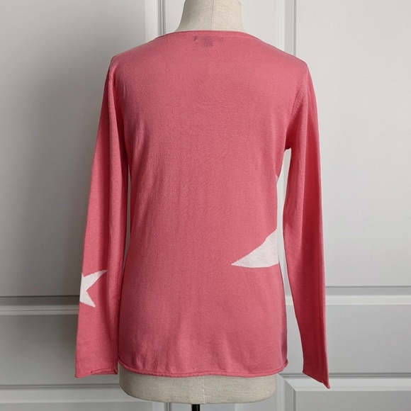 Unwine Sweater Linen Cotton Knit Lightweight Woven Star Salmon White S NWT - Picture 7 of 15